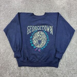 Vintage Georgetown Hoyas Sweatshirt‎ Men Large Blue University Crest Logo